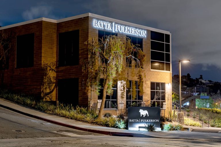 Office building sign illuminated
